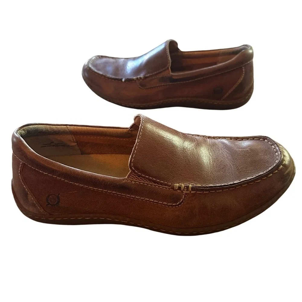 Born Nigel Brown Leather Slip On Loafers Men's 8